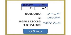 سعرها وصل 600 ألف جنيه.. «المرور» تطرح التزايد على لوحة سيارة مميزة - اخبارك الان