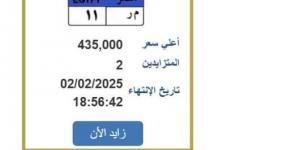 سعرها وصل لـ 435 ألف جنيه.. «م ر 11» لوحة سيارة مميزة ينتهي التزايد عليها غدا - اخبارك الان