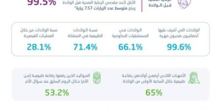 "الإحصاء": 66.1% من الولادات في المستشفيات الحكومية في المملكة خلال 2024 - اخبارك الان