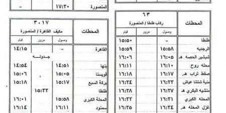 مواعيد القطارات من القاهرة إلى محطات الوجه البحري في رمضان 2025 - اخبارك الان