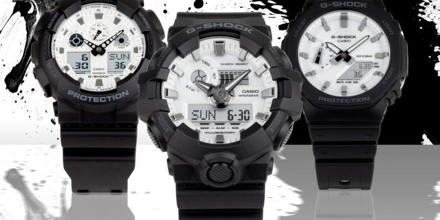 كاسيو تطلق مجموعة G-SHOCK الجديدة باللونين الأبيض والأسود مع مقاومة للصدمات والماء حتى عمق 200 متر - اخبارك الان