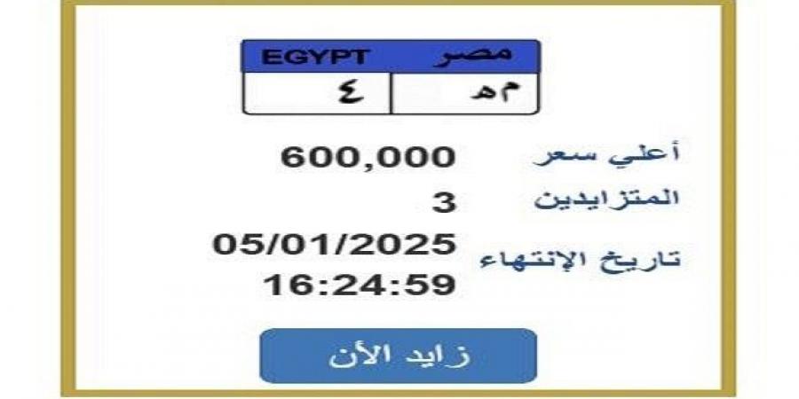 سعرها وصل 600 ألف جنيه.. «المرور» تطرح التزايد على لوحة سيارة مميزة - اخبارك الان