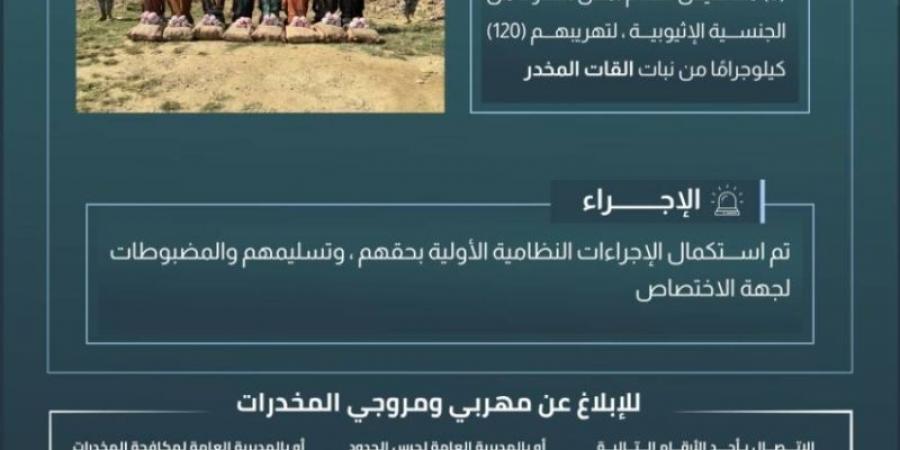 حرس الحدود بجازان يقبض على (8) مخالفين لتهريبهم (120) كيلوجرامًا من القات المخدر - اخبارك الان