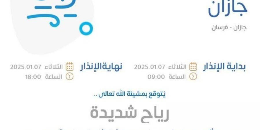 الأرصاد:رياح شديدة وارتفاع للأمواج قبالة سواحل مدينة جيزان وجزر فرسان - اخبارك الان