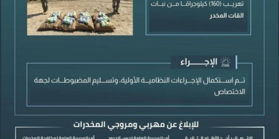 حرس الحدود بجازان يحبط تهريب (160) كيلوجرامًا من القات المخدر - اخبارك الان