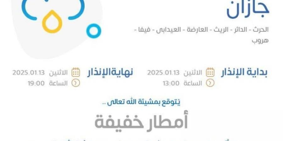 الأرصاد: رياح شديدة وصواعق رعدية ممطرة على منطقة جازان - اخبارك الان