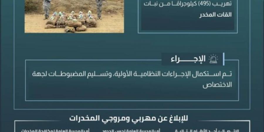 حرس الحدود بعسير يحبط تهريب (495) كيلوجرامًا من القات المخدر - اخبارك الان