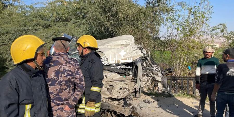 بالصور .. وفاة وعدة إصابات بحادث سير على طريق الرامة/الروضة غرب البلقاء - اخبارك الان