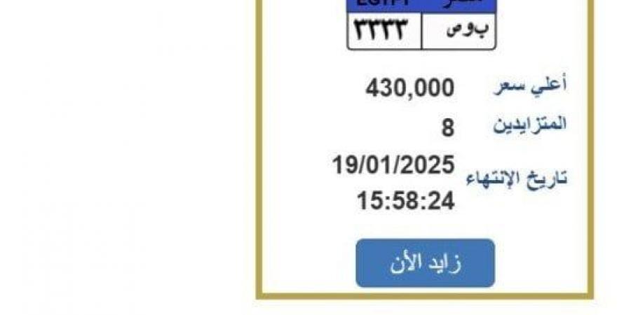 رقمها «ب و ص 3333».. التزايد على لوحة سيارة مميزة ينتهي بعد ساعات - اخبارك الان