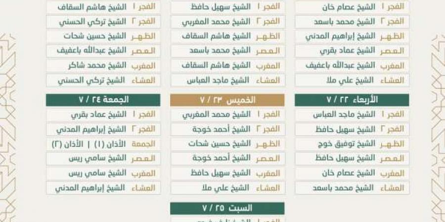 ‎جدول أئمة الحرم المكي هذا الأسبوع 1446.. اعرف التفاصيل - اخبارك الان