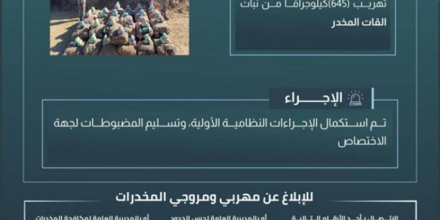 حرس الحدود بعسير يحبط تهريب (645) كيلوجرامًا من القات المخدر - اخبارك الان