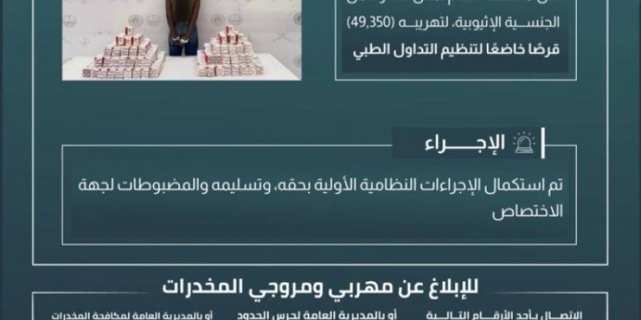 حرس الحدود بعسير يقبض على مخالف لنظام أمن الحدود لتهريبه (49,350) قرصًا خاضعًا لتنظيم التداول الطبي - اخبارك الان